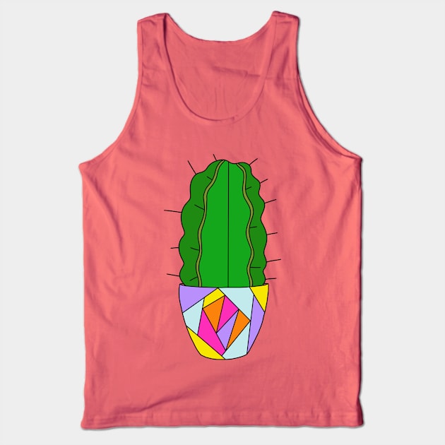 Cute Cactus Design #110: Armatocereus Cactus In A Neon Pot Tank Top by DreamCactus